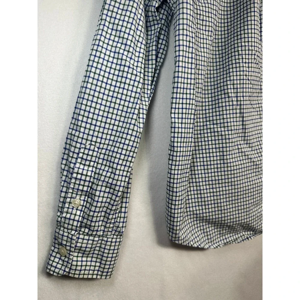 Ralph Lauren Boys Green Navy Blue Tattersall Check‎ Button Down Shirt L 14-16